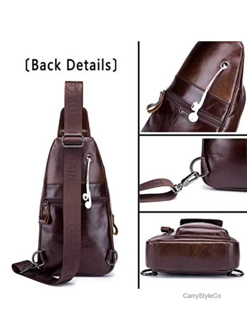 Genuine Leather Crossbody Sling Bag Casual Daypack Travel Backpack